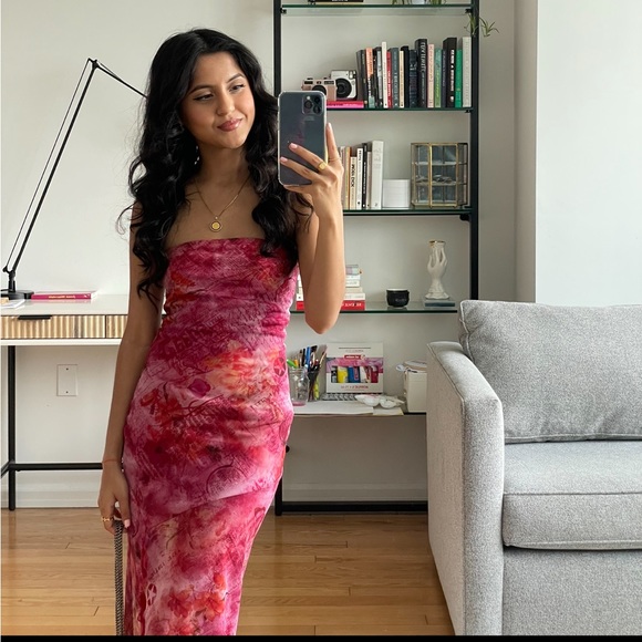 UO Urban Outfitters Samara Mesh Strapless Mini Dress - Picture 2 of 4